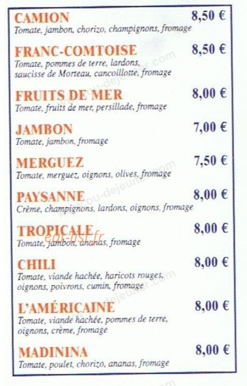Camion Real Pizza — carte page 2