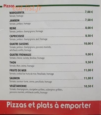 City Pizz — carte page 1