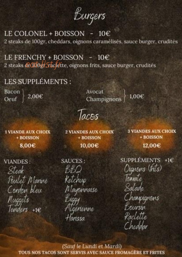 Colonel Food — carte page 2