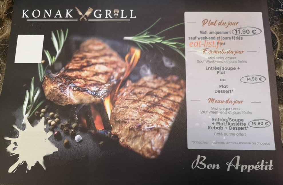 Konak Grill — carte page 1