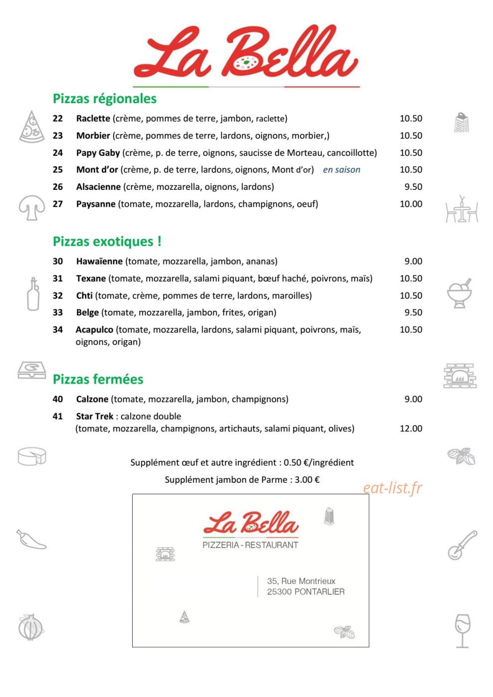 La Bella — carte page 2