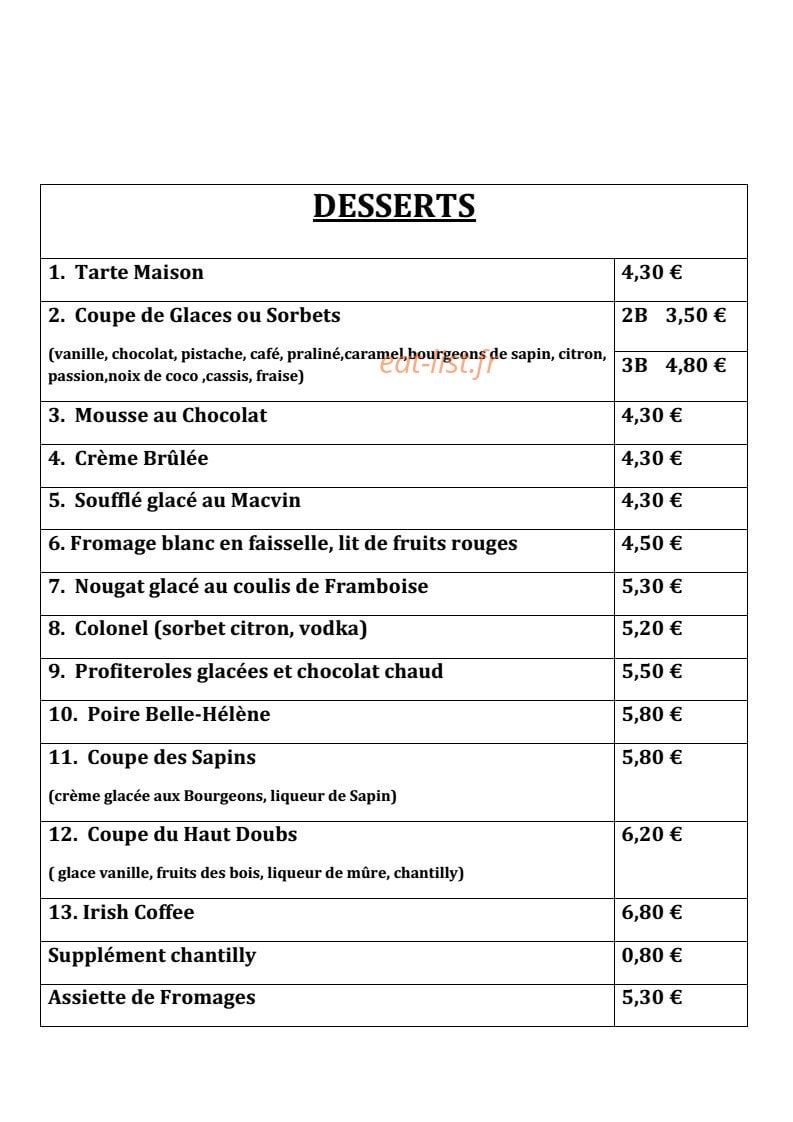 La Pinte Comtoise — carte page 3