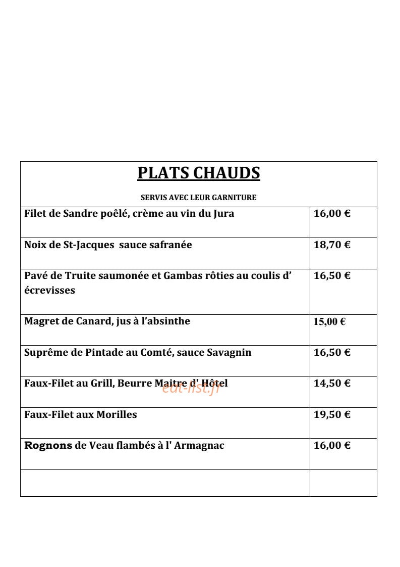 La Pinte Comtoise — carte page 2