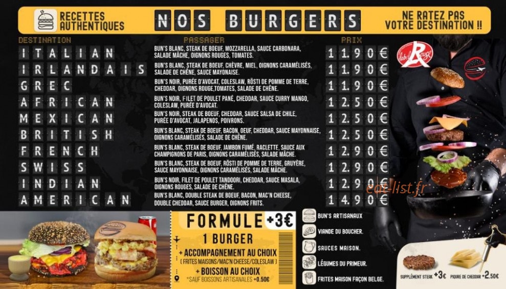Travel Burger — carte page 1
