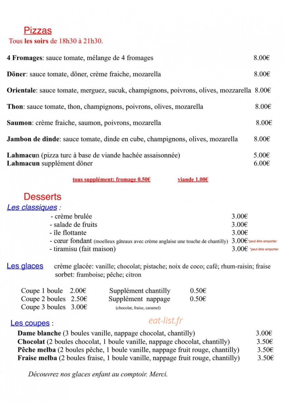 O Délice de Fatih — carte page 2