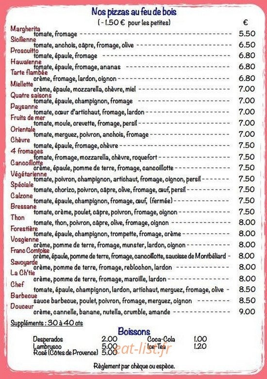 Pizza David — carte page 2