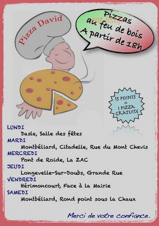 Pizza David — carte page 1