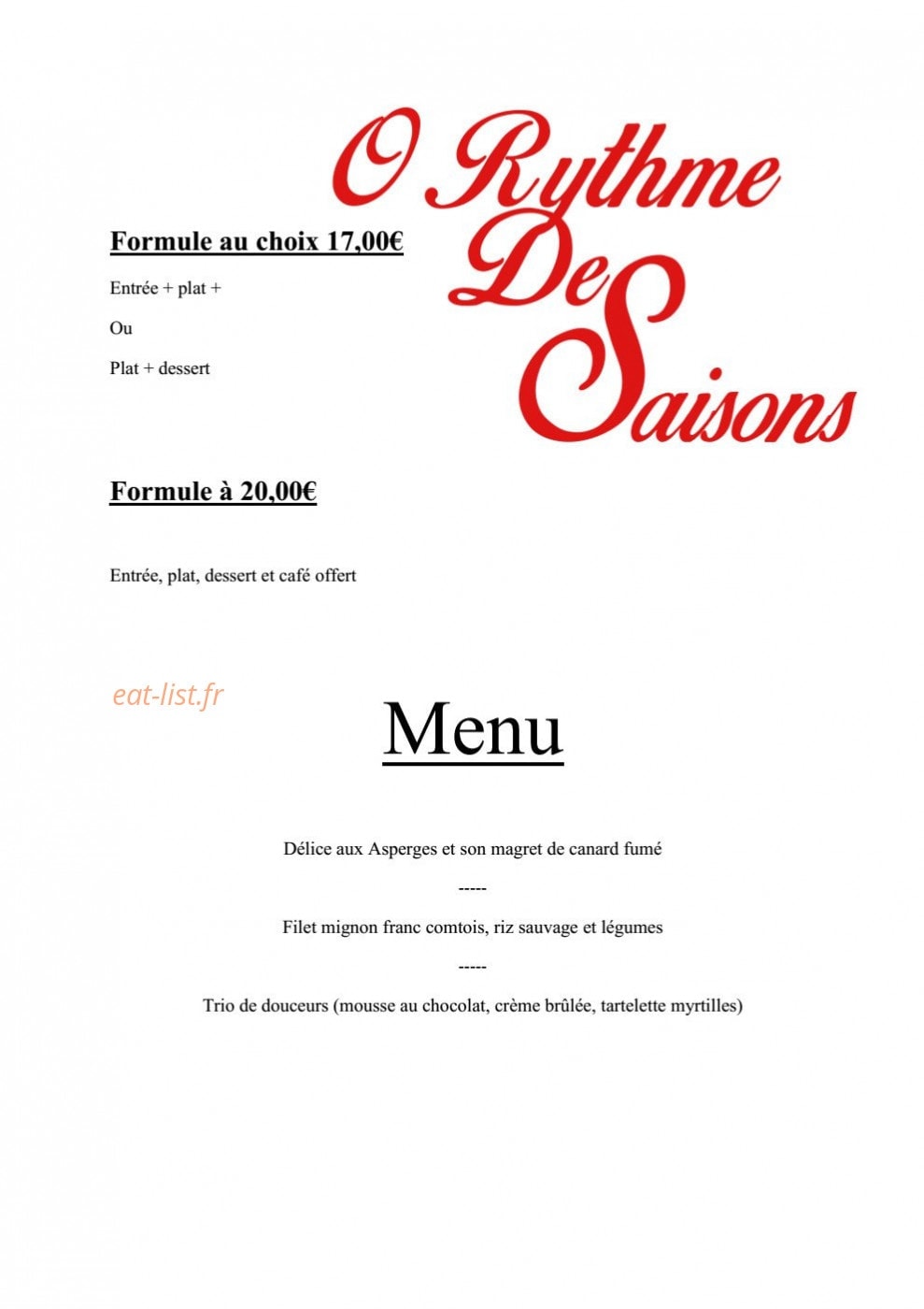 O Rythme des Saisons — carte page 1