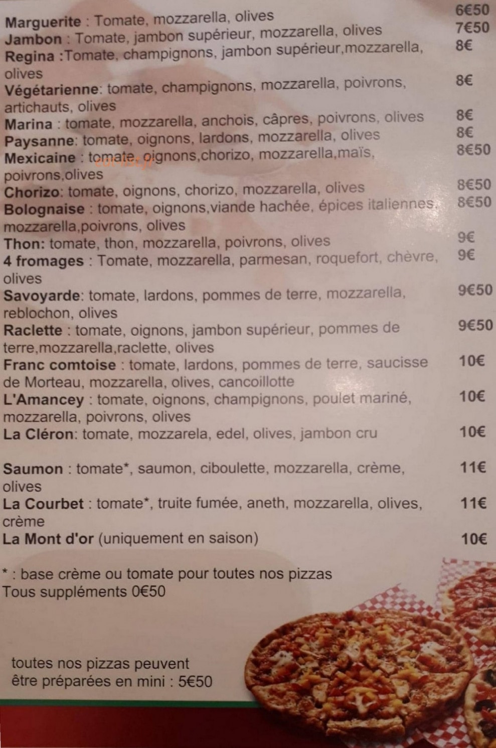 Pizz' à Mary — carte page 1