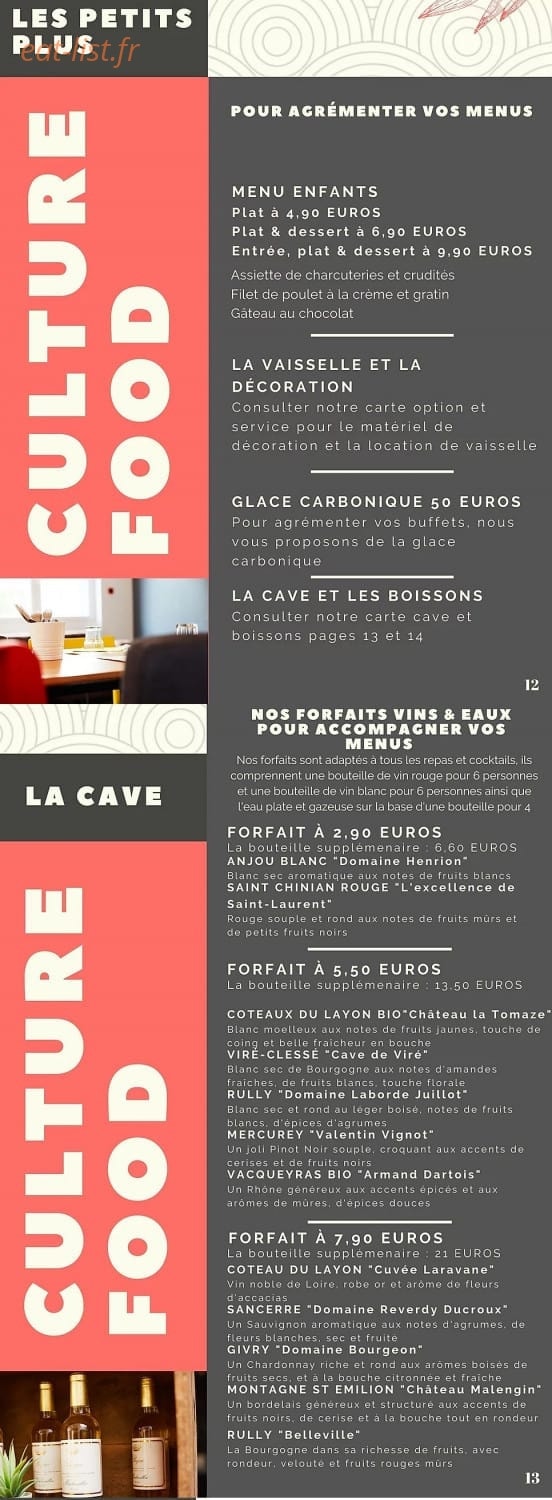 Culture food — carte page 10