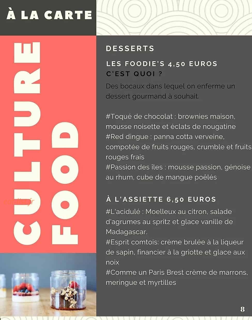 Culture food — carte page 7