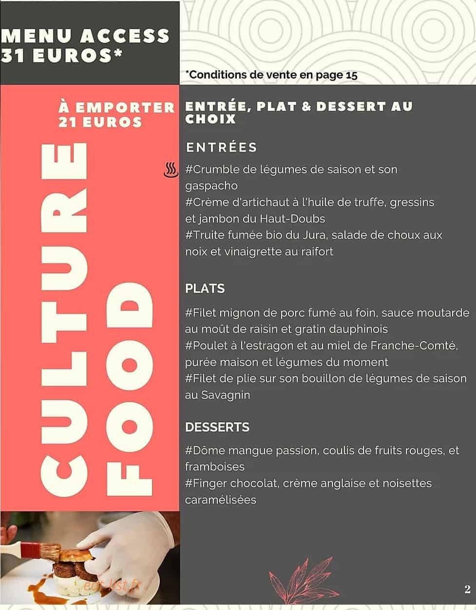 Culture food — carte page 1
