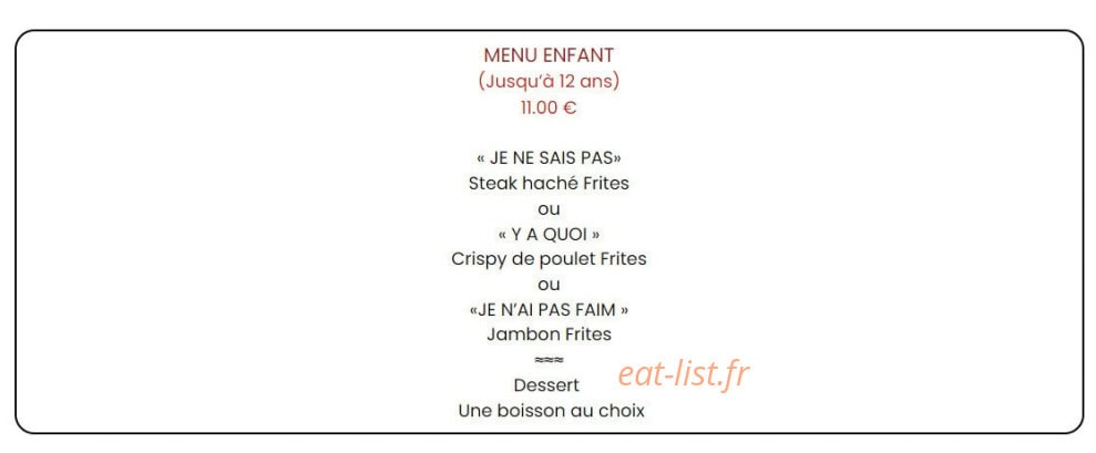 Restaurant du Plateau — carte page 2