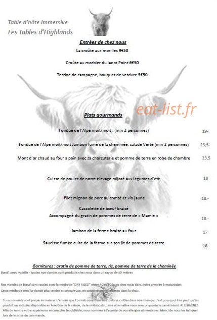 La Table d'Highlands — carte page 1