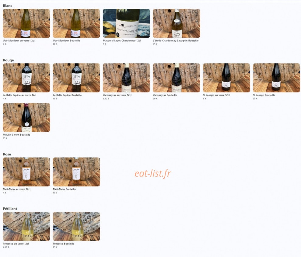 Gliss'Bar — carte page 6