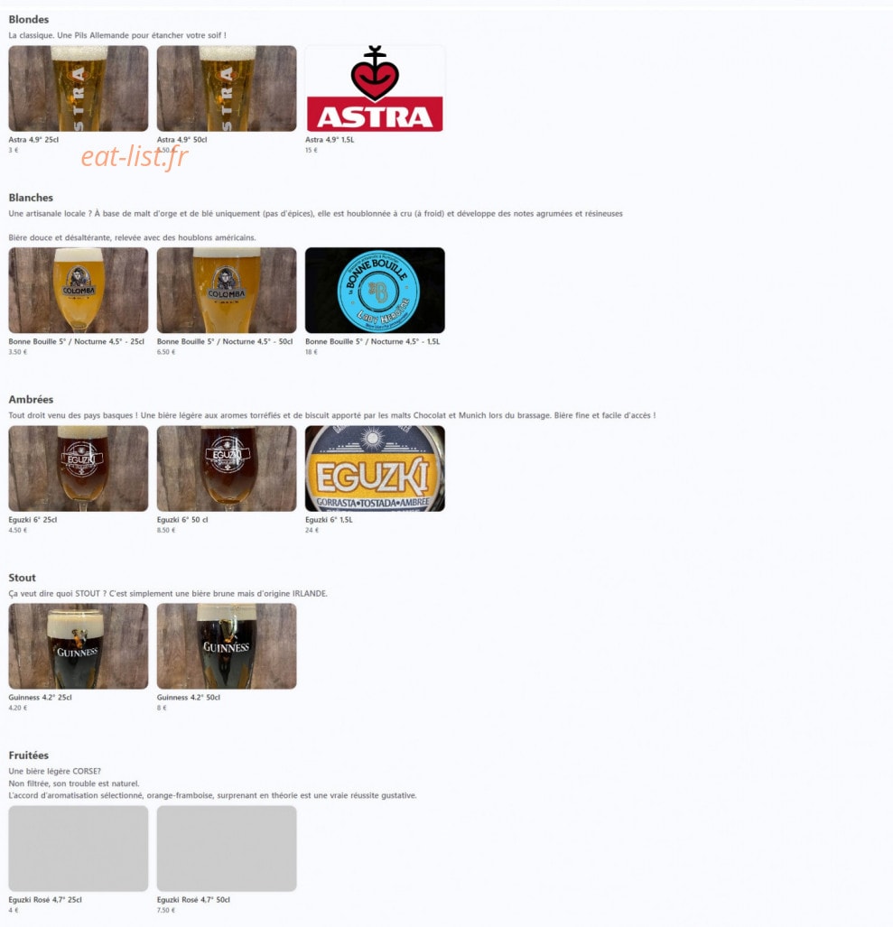 Gliss'Bar — carte page 3