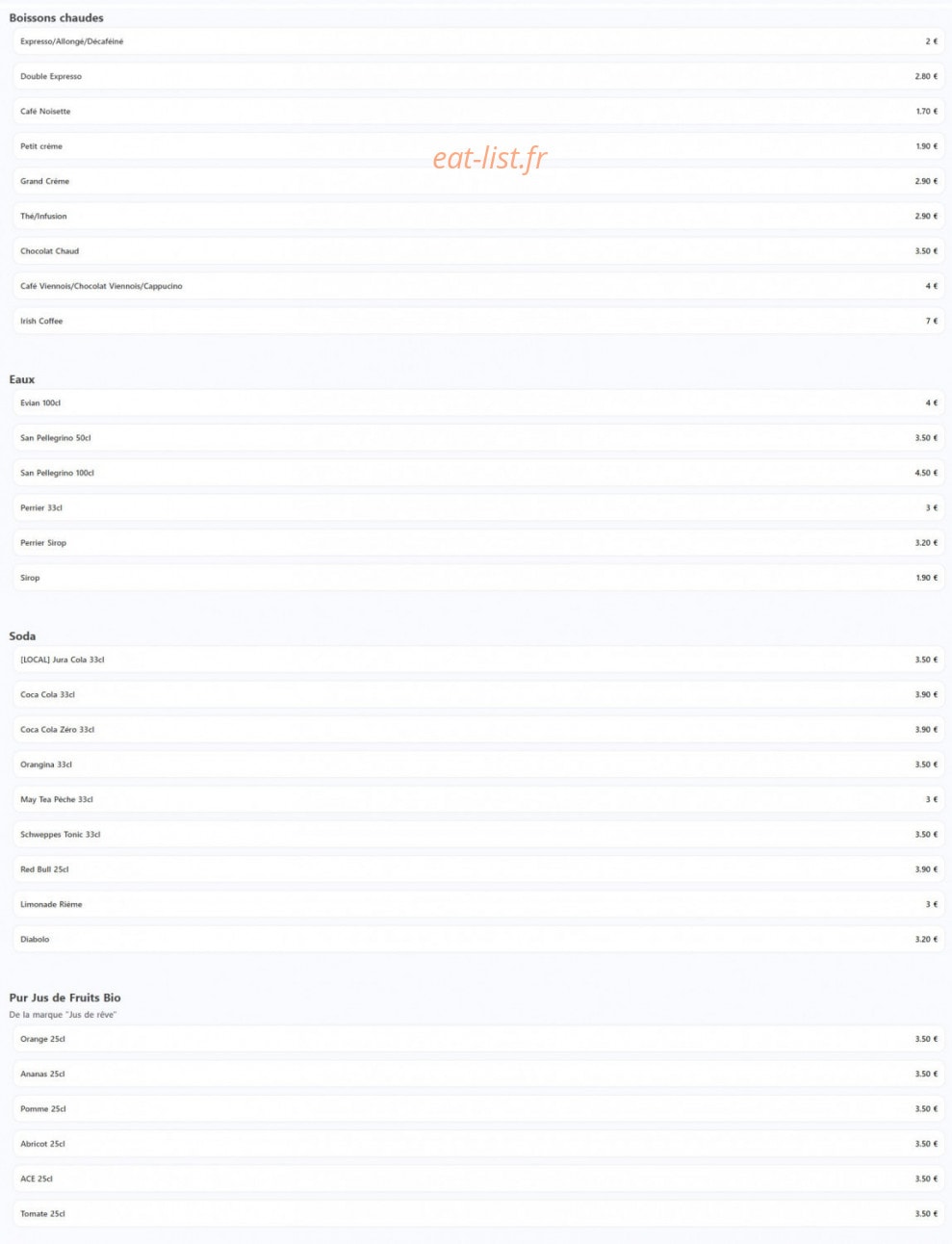 Gliss'Bar — carte page 7
