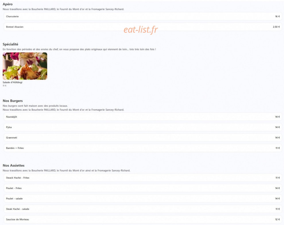 Gliss'Bar — carte page 1