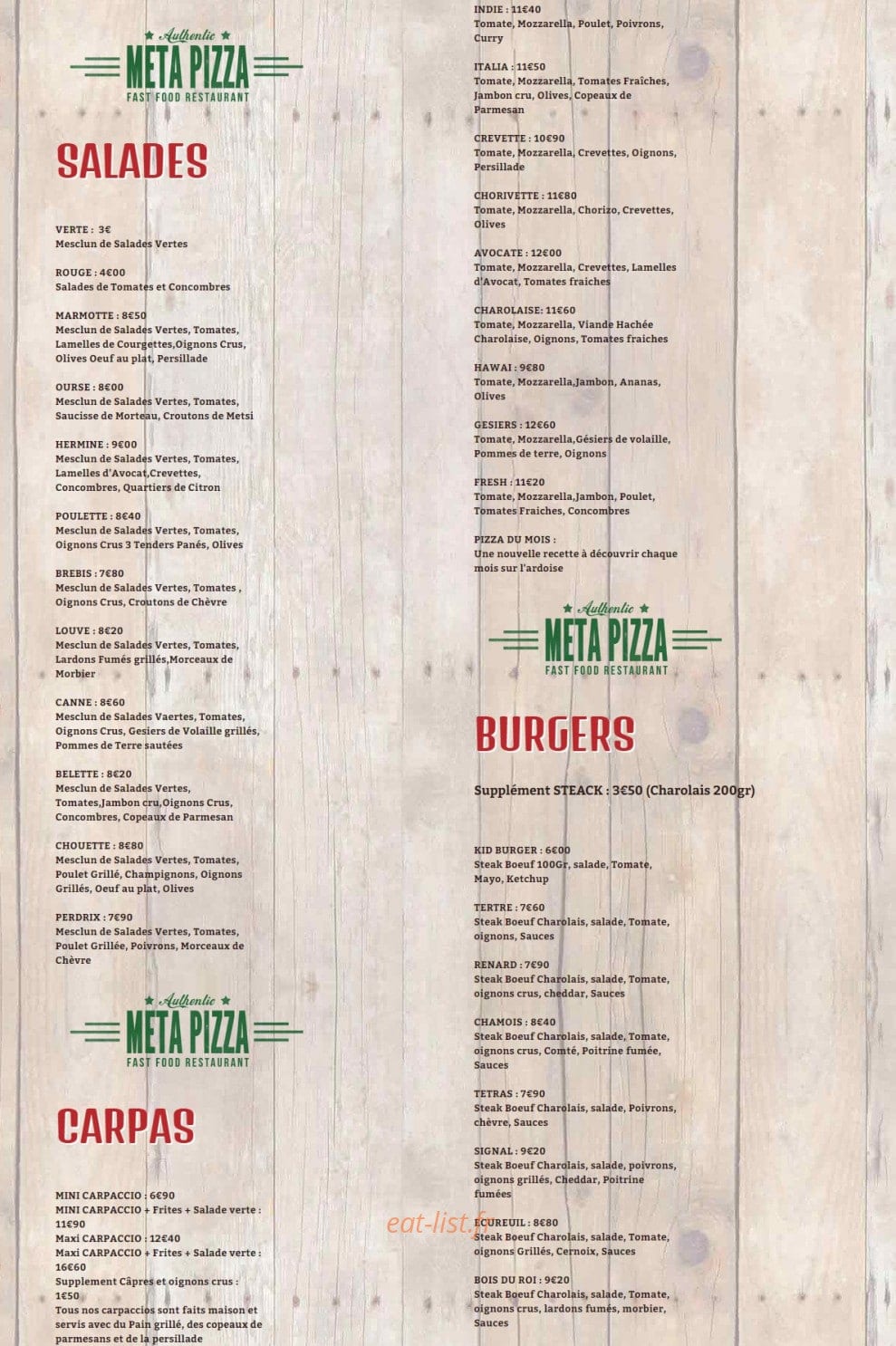 Metapizza — carte page 2