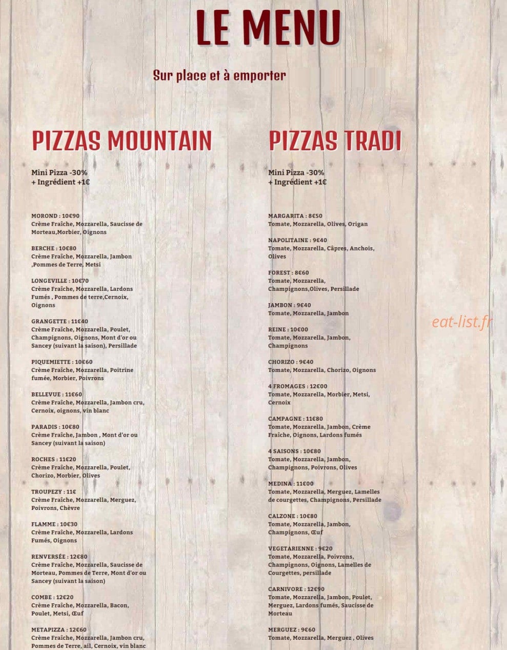 Metapizza — carte page 1