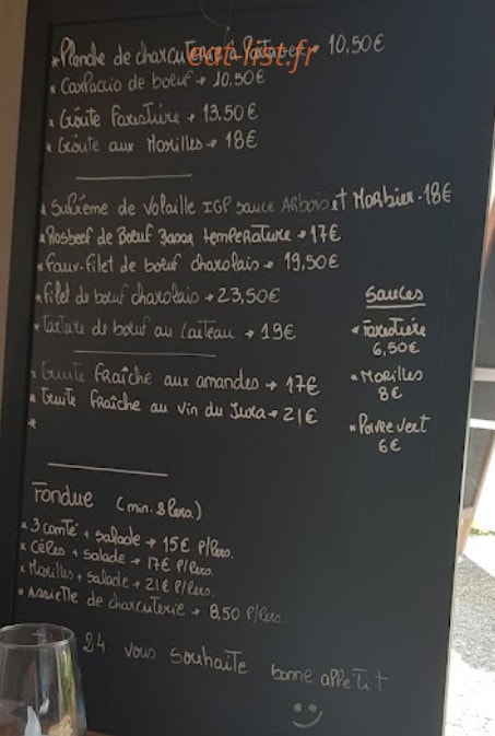 Restaurant table 24 — carte page 1