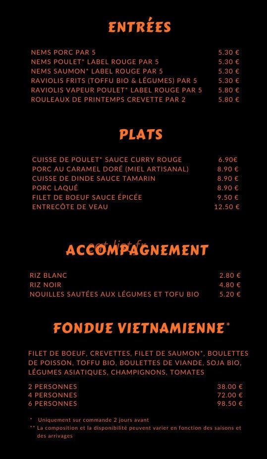 Carte et menu de La Cuisine de Jade à Bretonvillers — page 2