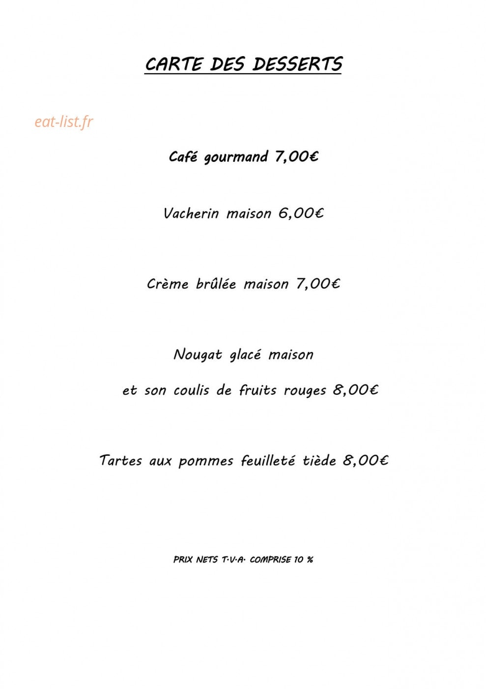 Hotel Restaurant Robichon — carte page 4