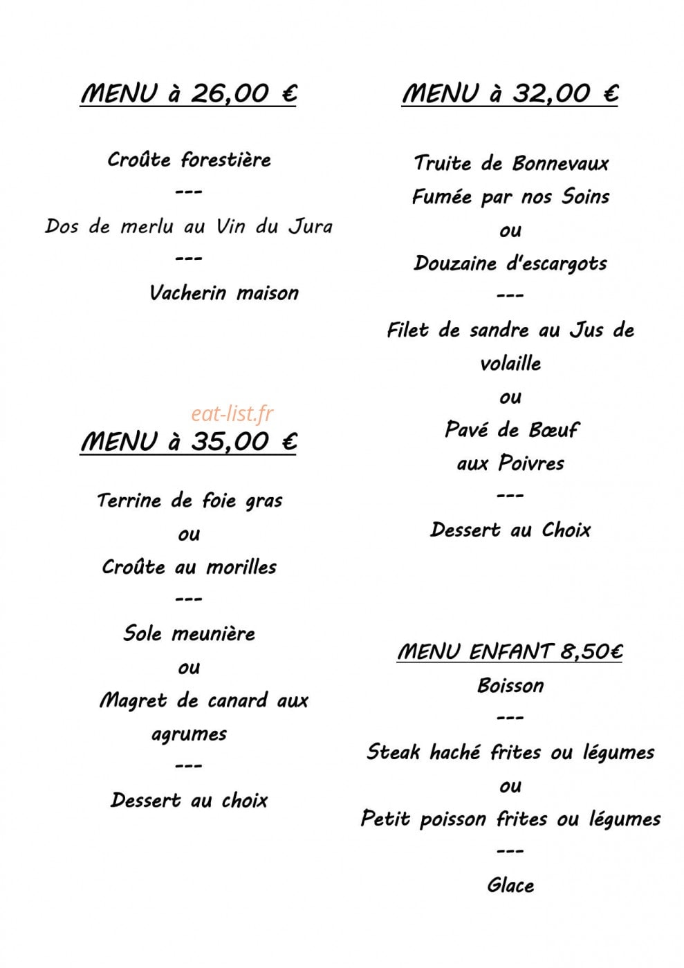 Hotel Restaurant Robichon — carte page 3