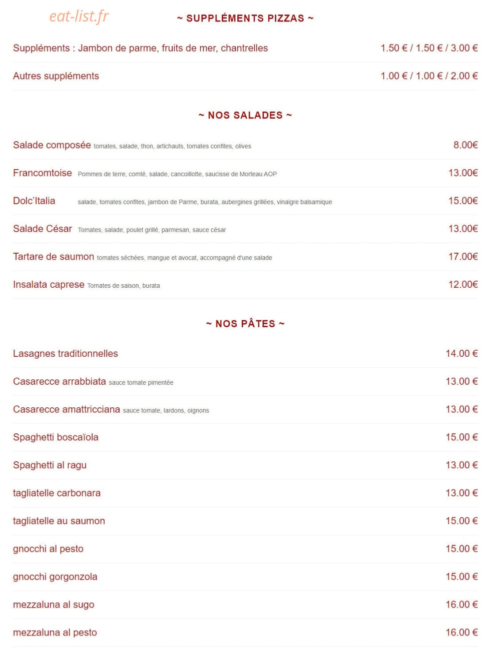 La Novita — carte page 7
