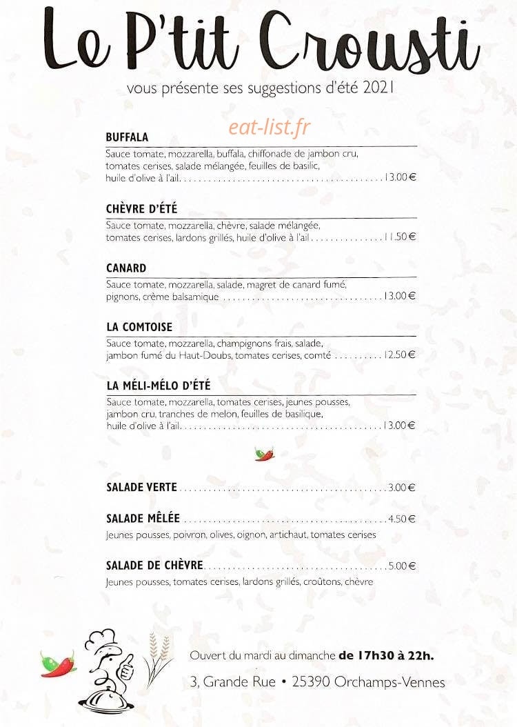 Le P'tit crousti — carte page 1