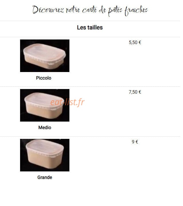 Buena pasta — carte page 1