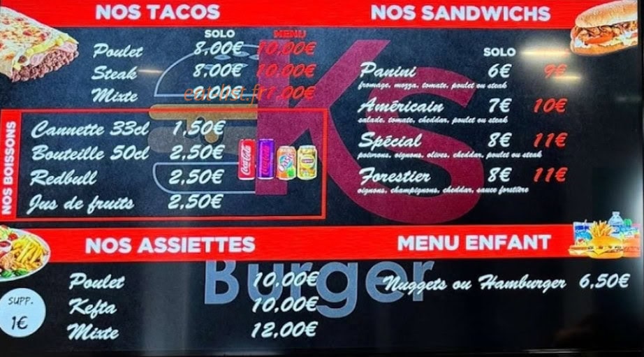 KS Burger — carte page 1