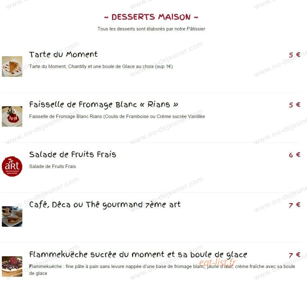 Restaurant du 7ème Art — carte page 8