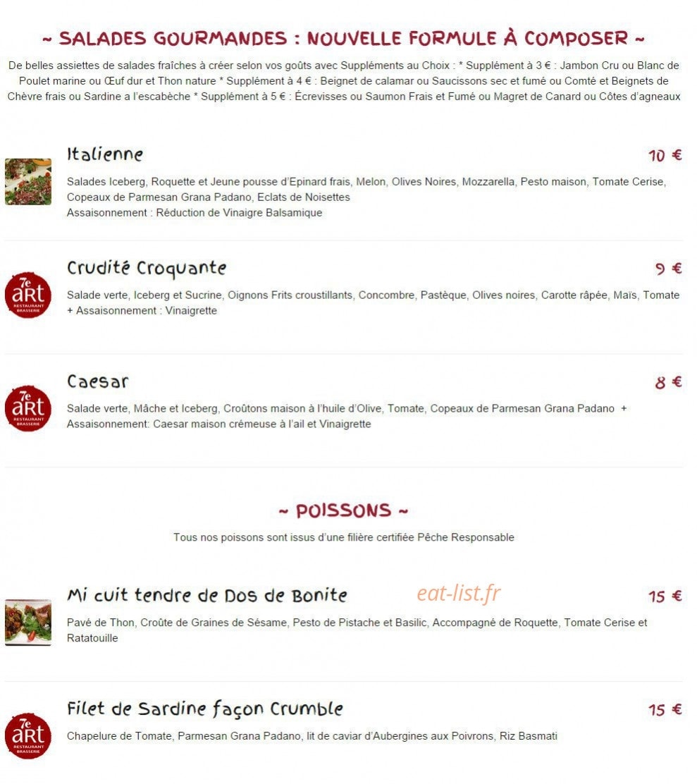 Restaurant du 7ème Art — carte page 3