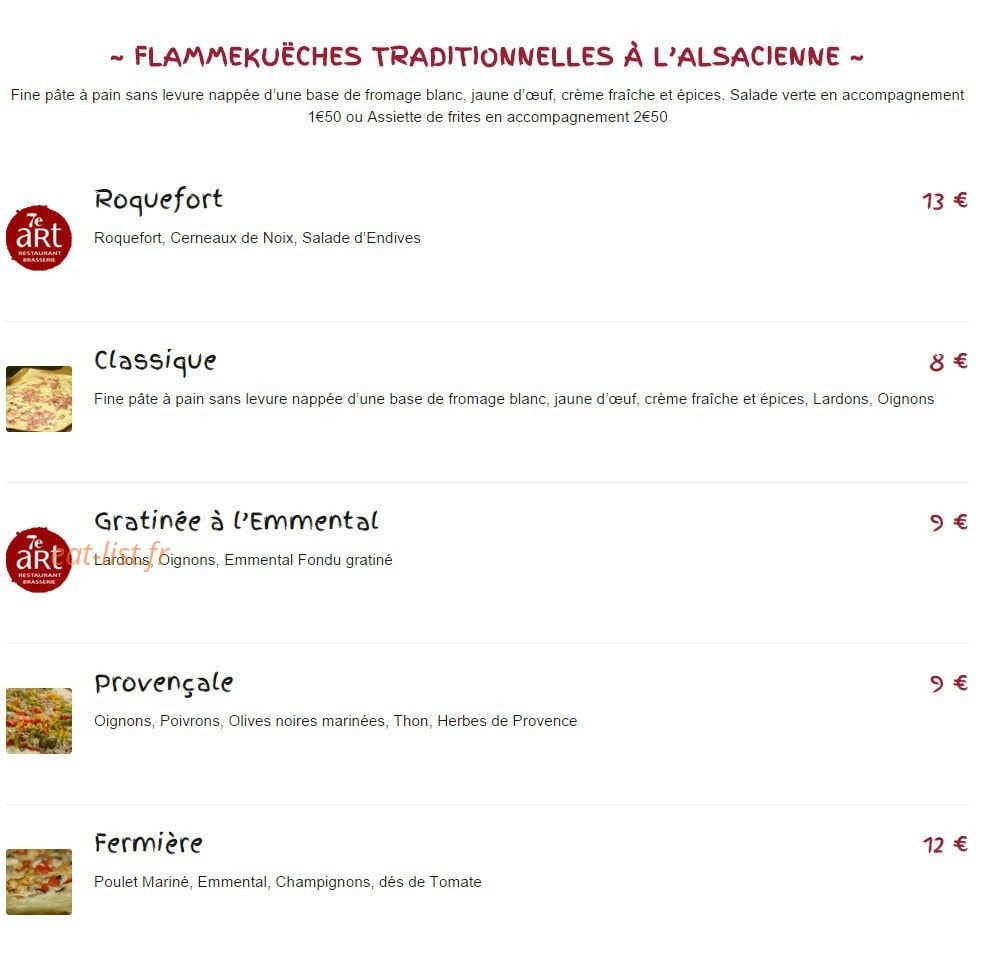 Restaurant du 7ème Art — carte page 6