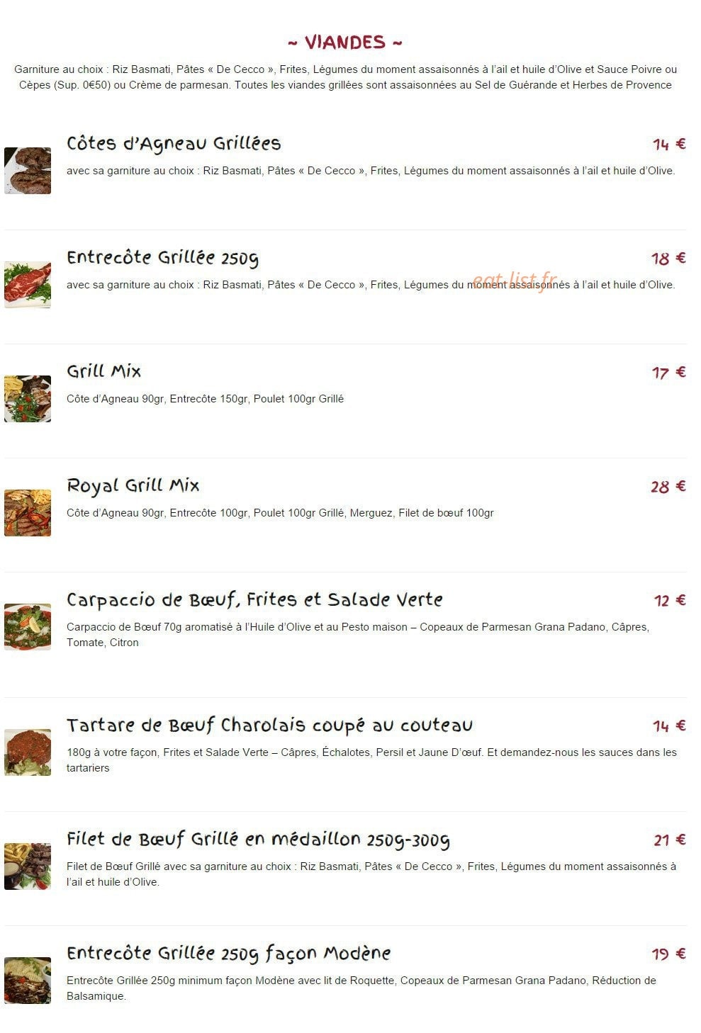 Restaurant du 7ème Art — carte page 4