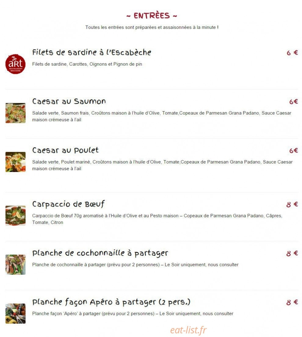 Restaurant du 7ème Art — carte page 2