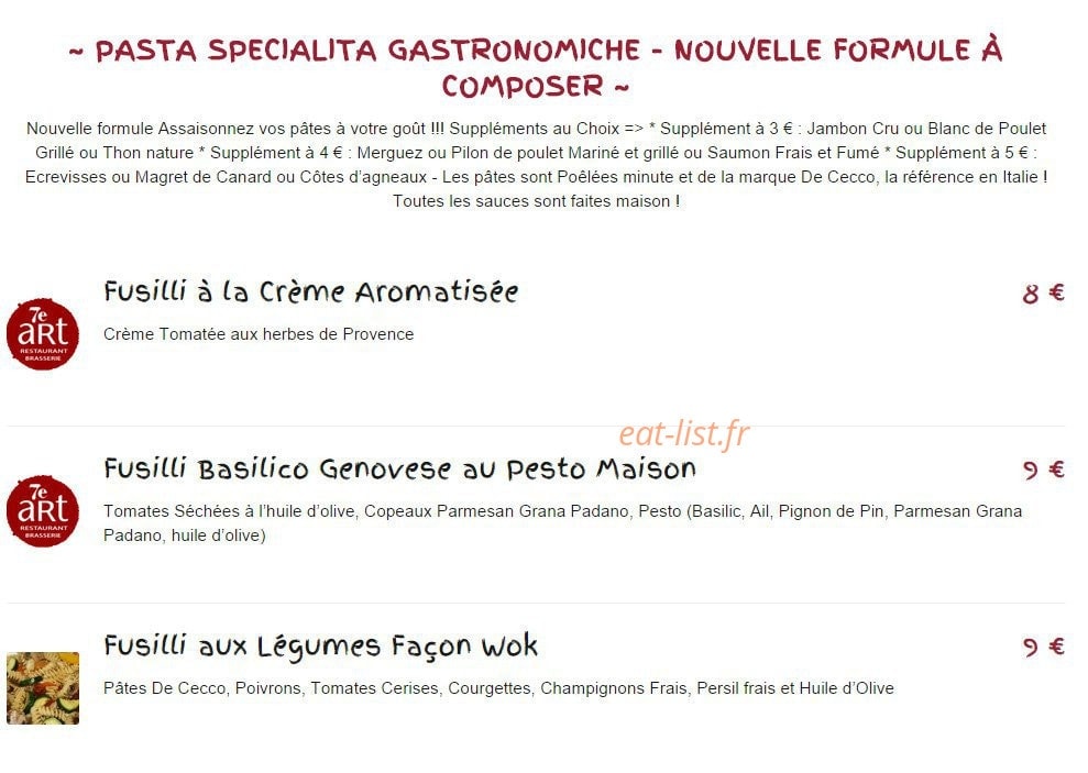 Restaurant du 7ème Art — carte page 5