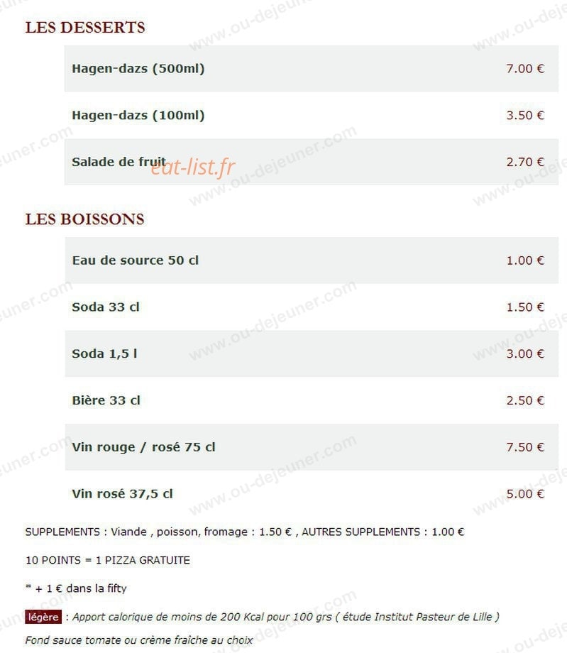 Le Kiosque à Pizzas — carte page 4