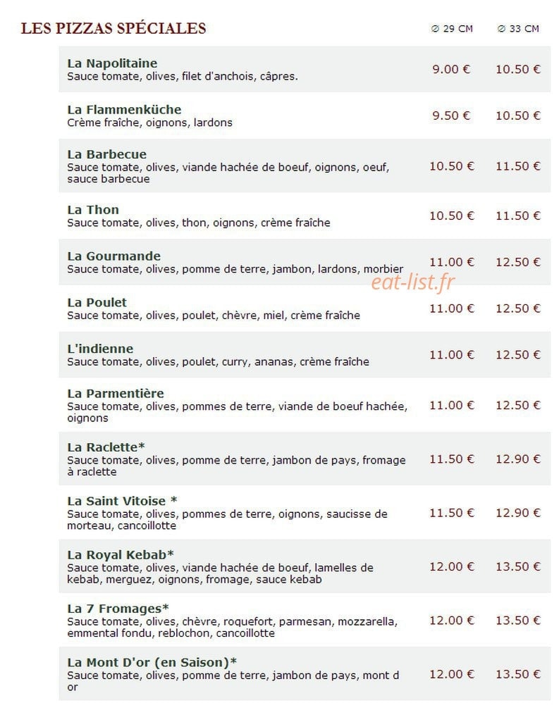 Le Kiosque à Pizzas — carte page 2