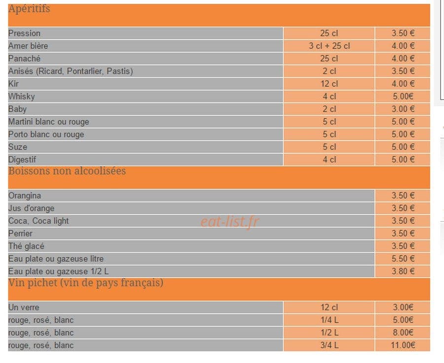 Hotel Restau De La Place — carte page 2