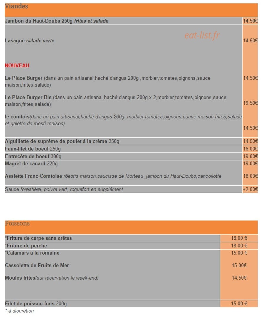 Hotel Restau De La Place — carte page 4