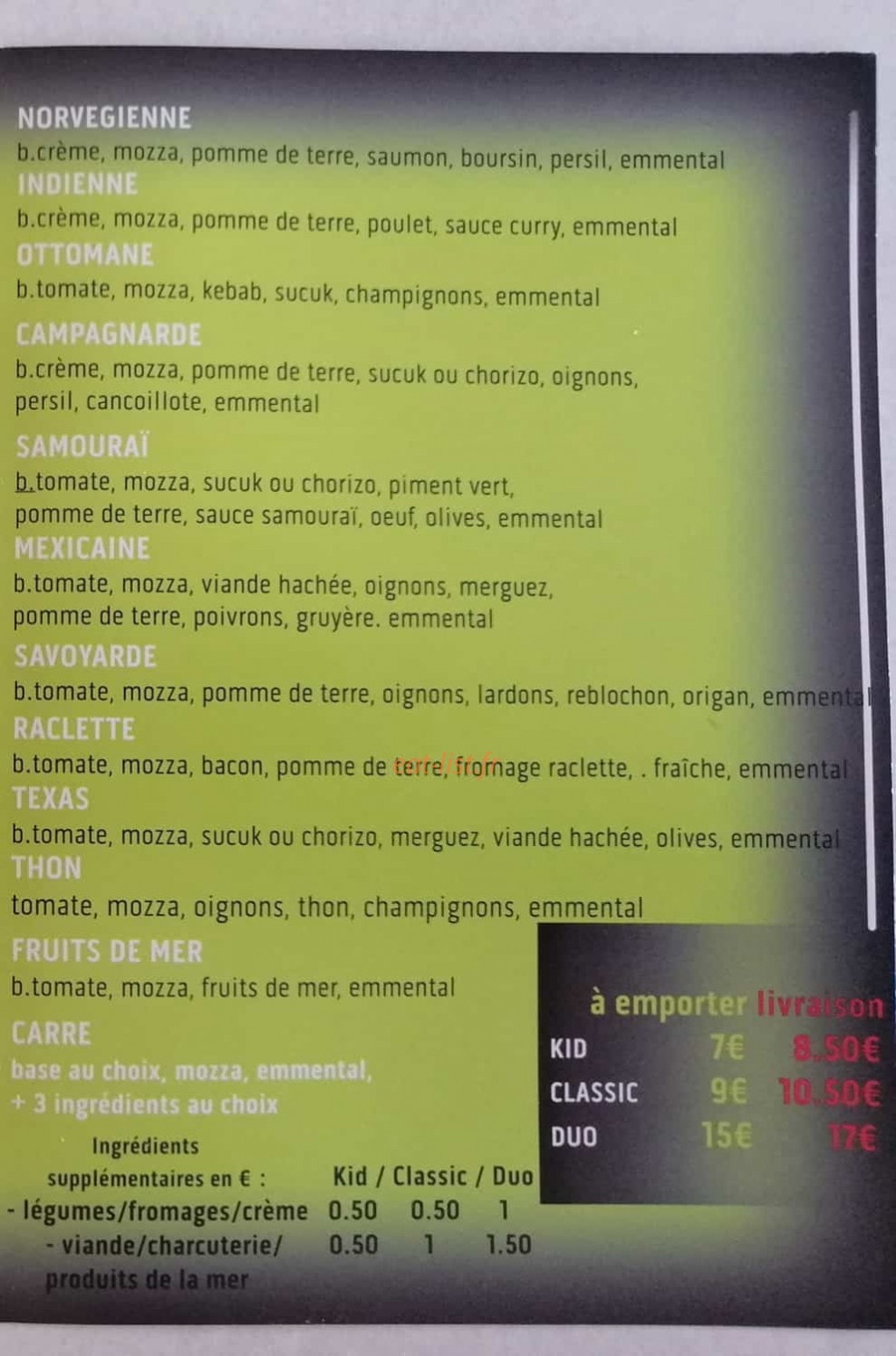 Le Carré Pizza — carte page 2