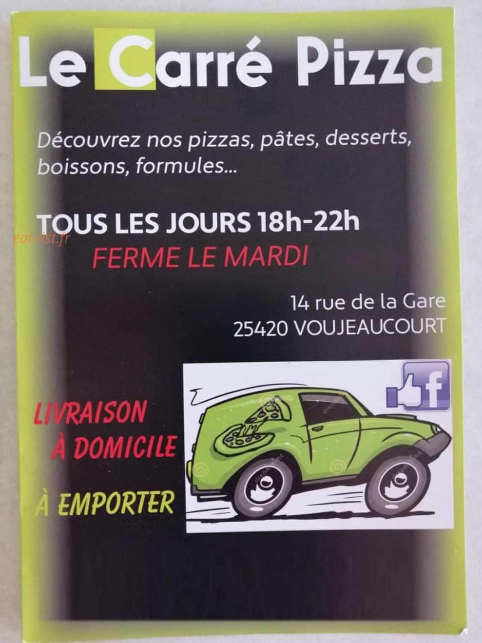 Le Carré Pizza — carte page 1