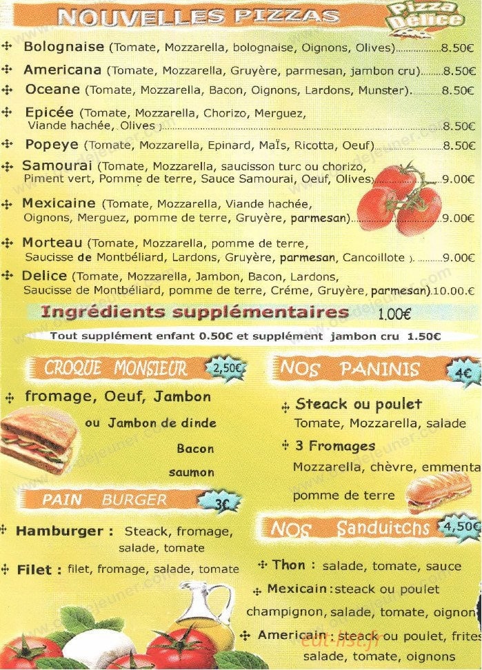 Pizza Délice — carte page 3