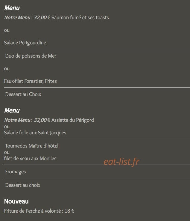 Restaurant de la Rive — carte page 3