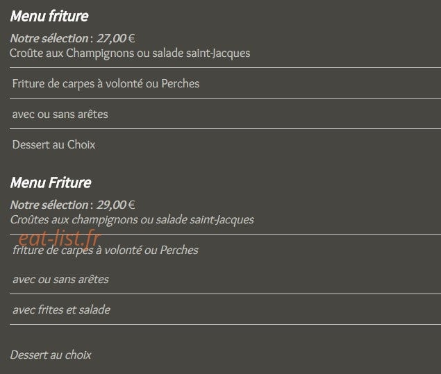 Restaurant de la Rive — carte page 2