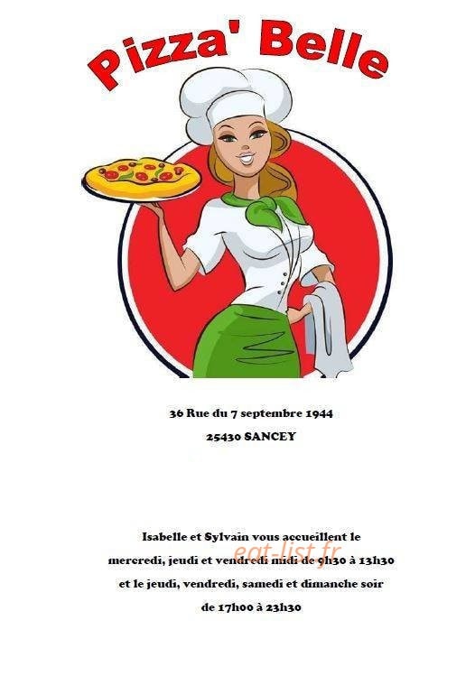 Pizza Belle — carte page 1