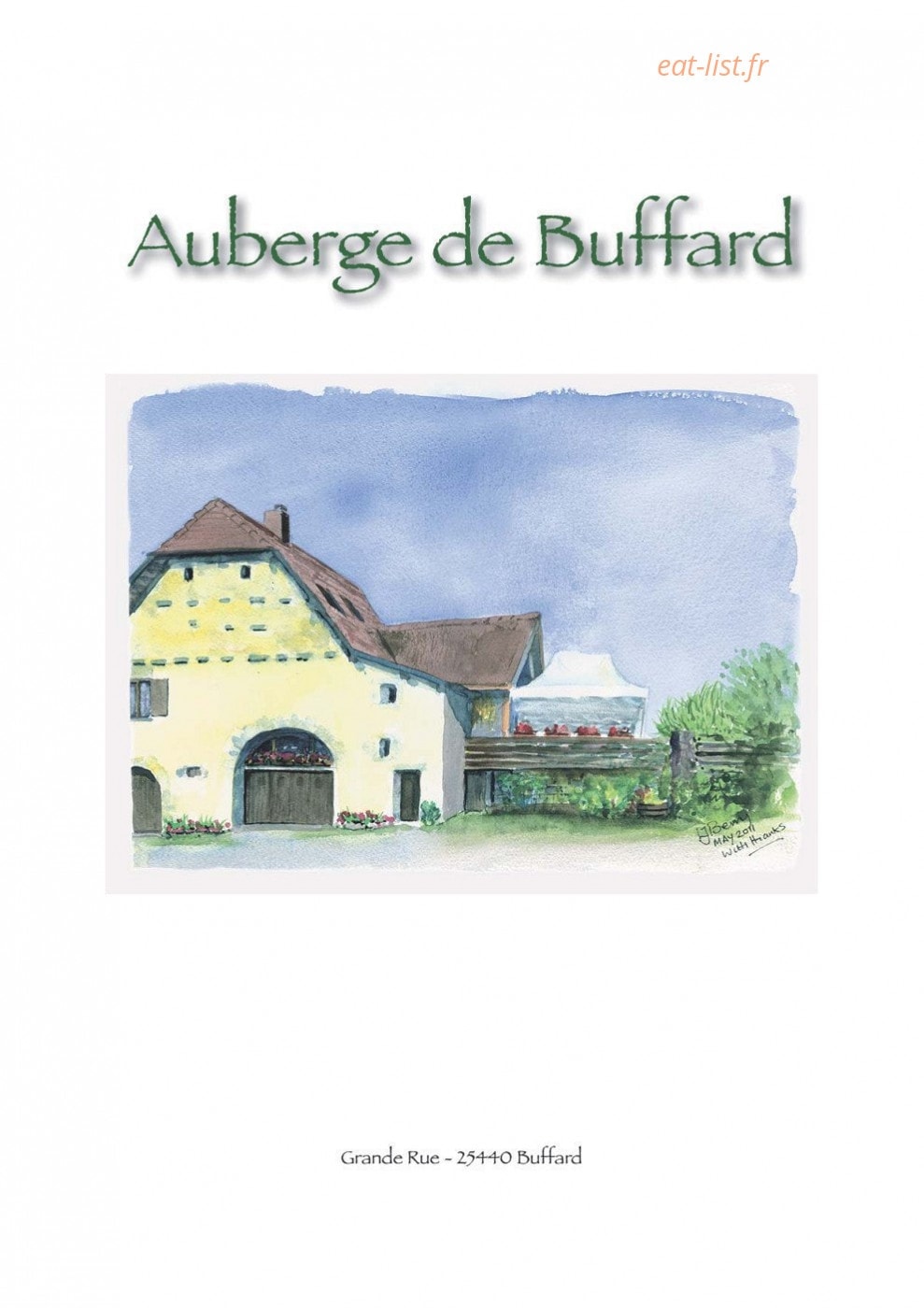 Auberge de Buffard — carte page 1