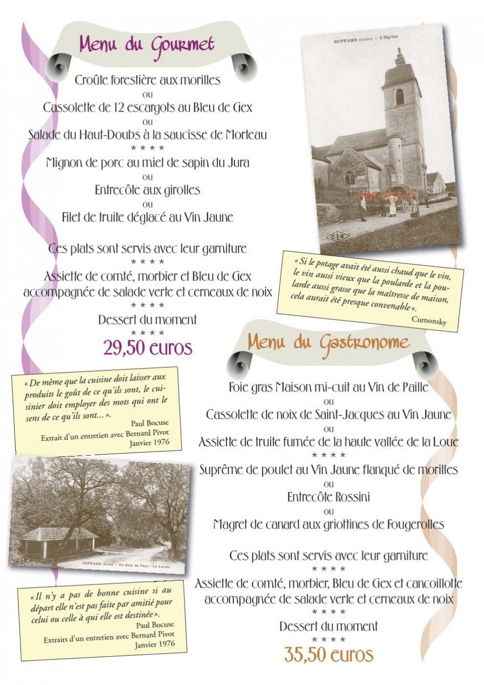 Auberge de Buffard — carte page 3